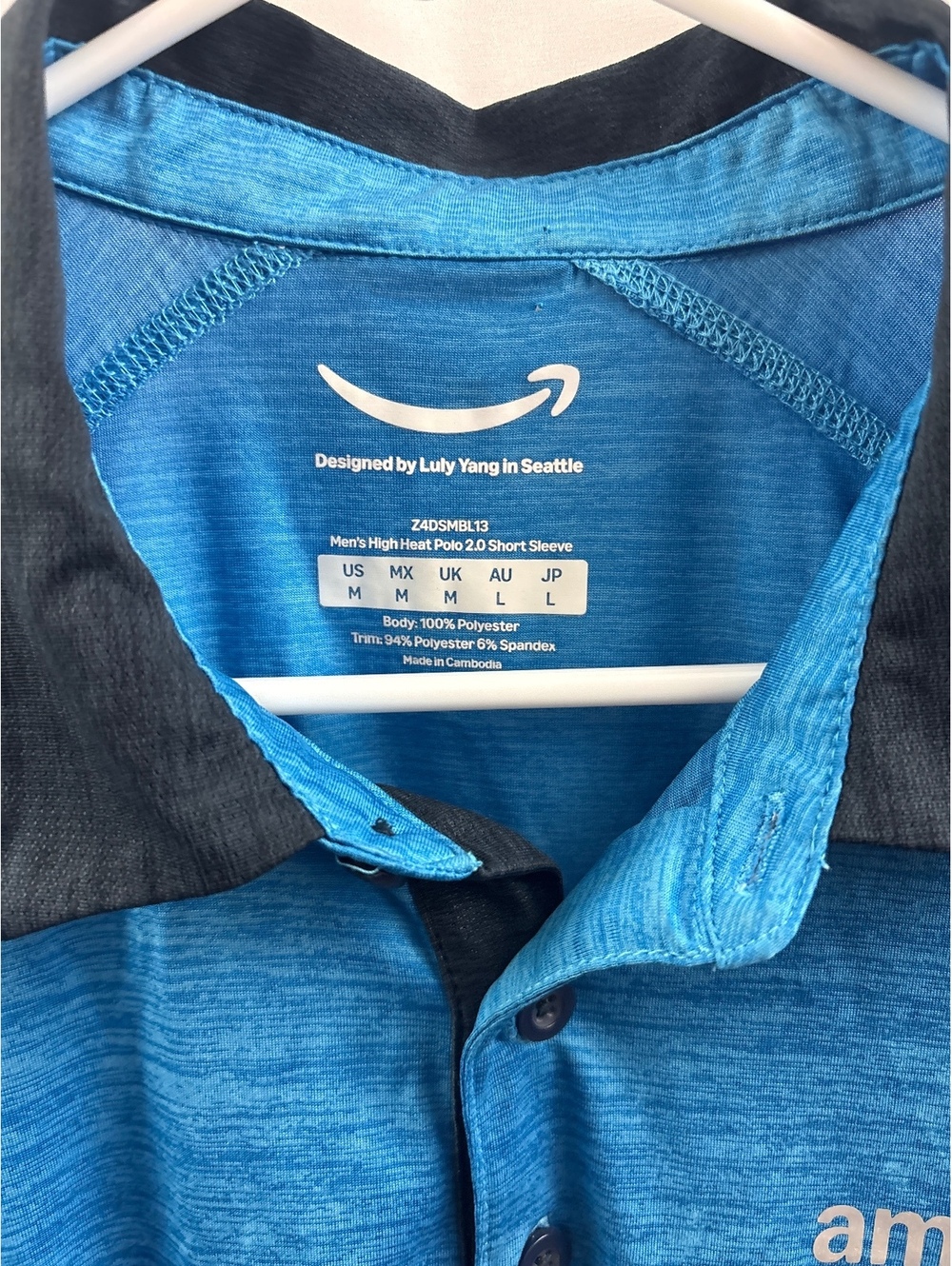 Amazon Men's High Heat Polo Shirt Size Medium Blue Employee Worker Uniform - Picture 4 of 5